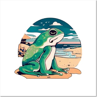 Frog at the beach Posters and Art